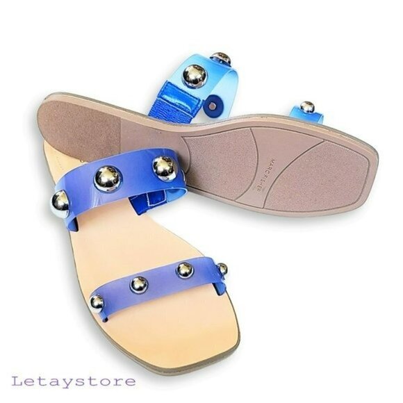 NWT Marc Fisher Frosted Lucite Stud Embellished Slide-on Sandals - Picture 5 of 6